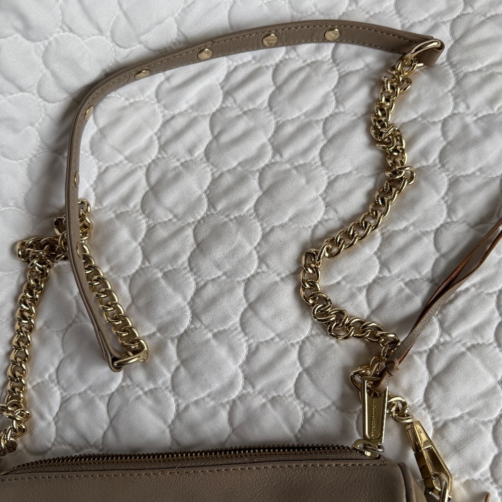 REBECCA MINKOFF Taupe MINI MAC Crossbody Leather Bag Purse - Picture 7 of 8